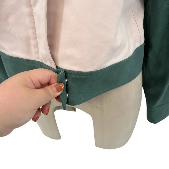 BLDWN Beck Jacket in Gloss Pink Colorblock Green Navy Blue Cropped Size Small - Picture 7 of 14